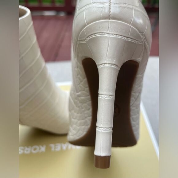 Michael Kors Ivory Croc-Embossed Booties - Picture 6 of 10
